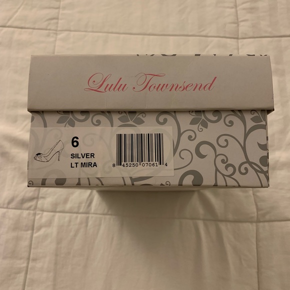 Silver Satin Peep Toe Heels - Picture 5 of 5